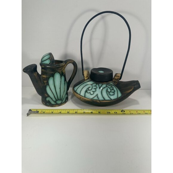 Amarna Jeruslame Israleli Ceramic Teapot with Iron Handle and Watering Can SIGNE